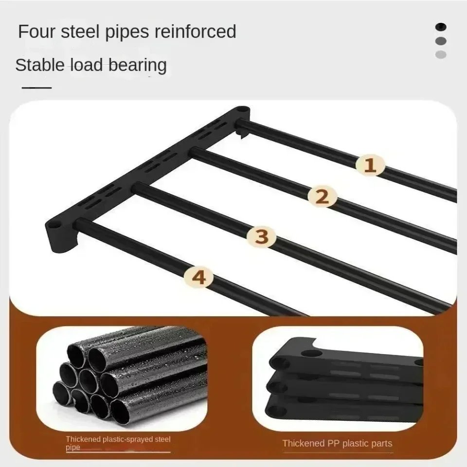 8 Tier Household Metal Shoe Rack Furniture Elevated Shoe-Shelf Multi-Functional Black Storage Racks Space Saving For Living Room 8 Tier Household Metal Shoe Rack Furniture Elevated Shoe-Shelf Multi-Functional Black Storage Racks Space Saving For Living Room