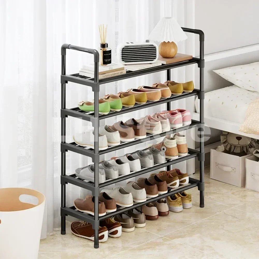 8 Tier Household Metal Shoe Rack Furniture Elevated Shoe-Shelf Multi-Functional Black Storage Racks Space Saving For Living Room - Image 2