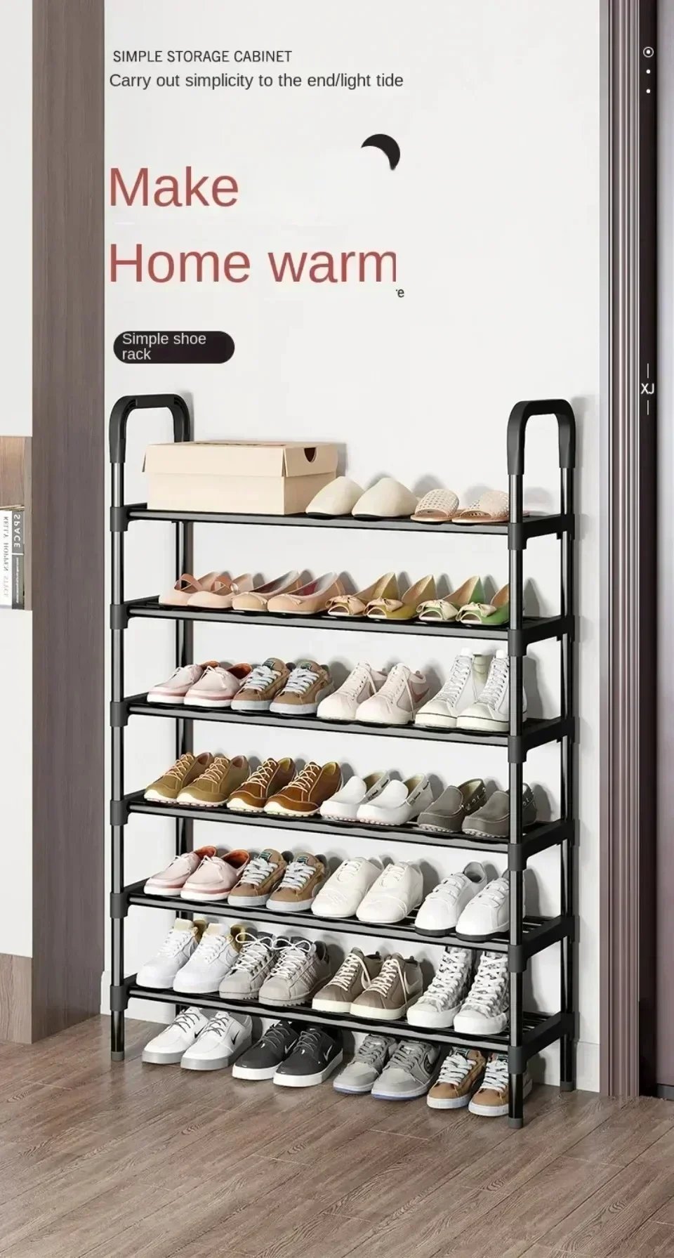 8 Tier Household Metal Shoe Rack Furniture Elevated Shoe-Shelf Multi-Functional Black Storage Racks Space Saving For Living Room