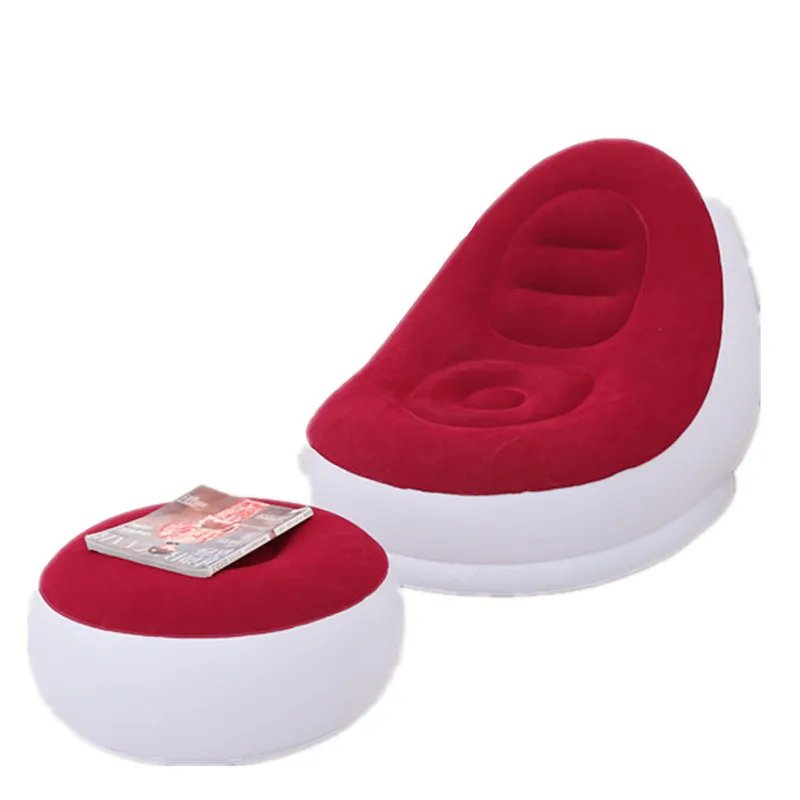 Inflatable Sofa With Foot Pad Lazy European and American Style Flocking Bed Outdoor Furniture Portable Single Sofa Couch Chair - Image 5