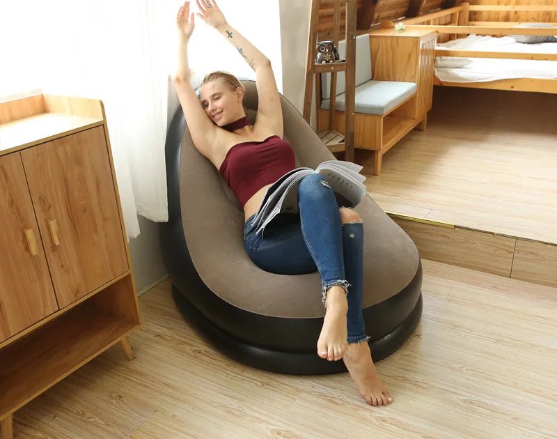 Inflatable Sofa With Foot Pad Lazy European and American Style Flocking Bed Outdoor Furniture Portable Single Sofa Couch Chair Inflatable Sofa With Foot Pad Lazy European and American Style Flocking Bed Outdoor Furniture Portable Single Sofa Couch Chair