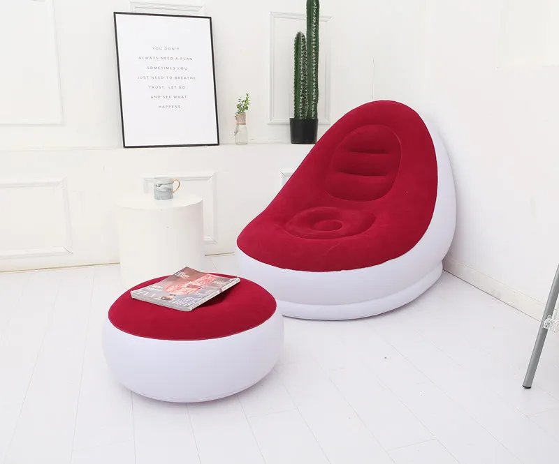 Inflatable Sofa With Foot Pad Lazy European and American Style Flocking Bed Outdoor Furniture Portable Single Sofa Couch Chair Inflatable Sofa With Foot Pad Lazy European and American Style Flocking Bed Outdoor Furniture Portable Single Sofa Couch Chair