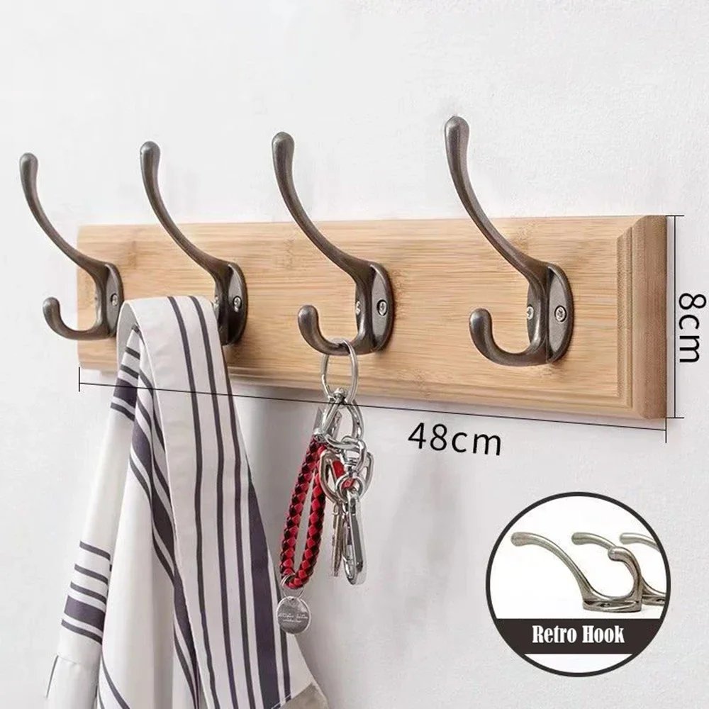 Wall Mounted Solid Wood Coat Rack with Hooks Space Saving Closet Organizer for Hats Jackets Entrance Hallway Decor Furniture - Image 6