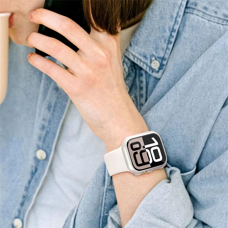 Glass+Cover For Apple Watch case 46mm 42mm 40mm 45mm 41mm 38mm 44mm Screen Protector iwatch series 10 9 8 7 6 5 3 SE Accessories