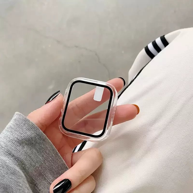 Glass+Cover For Apple Watch case 46mm 42mm 40mm 45mm 41mm 38mm 44mm Screen Protector iwatch series 10 9 8 7 6 5 3 SE Accessories