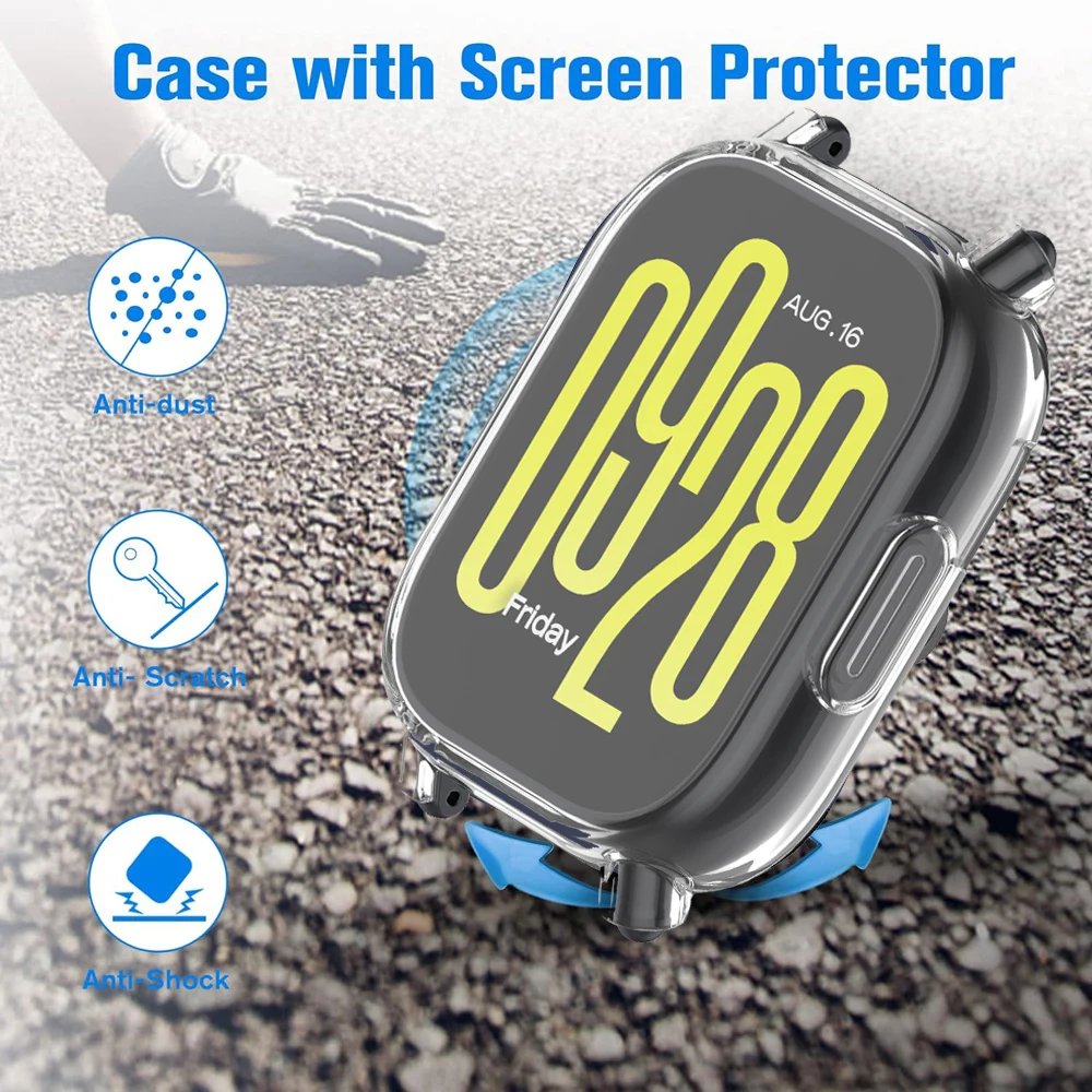 Tempered Glass+PC Case For Xiaomi Redmi Watch 5 Active/Lite Cover Soft TPU Screen Protector Watch Cases For Redmi Watch 5 Lite