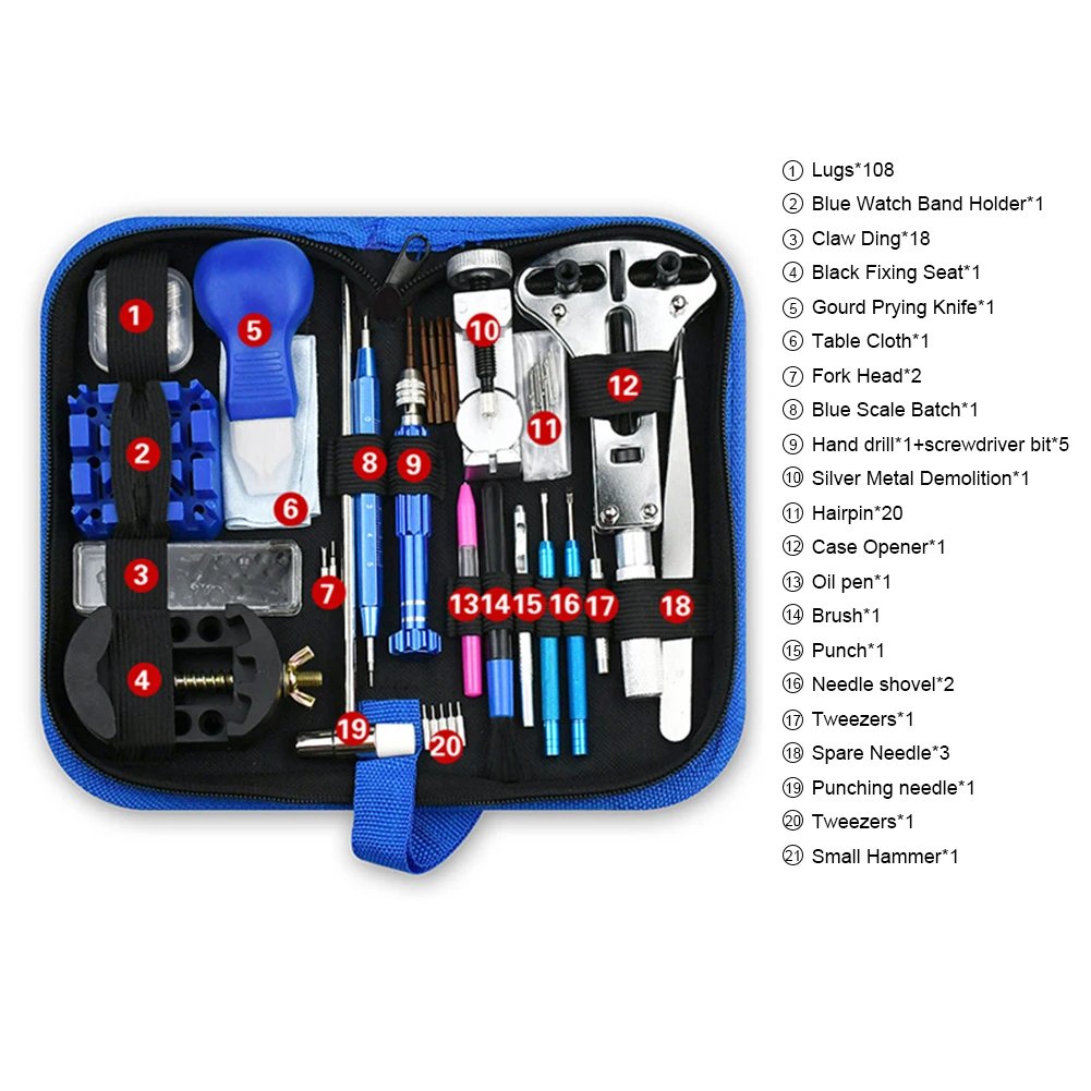 212pcs Watch Opener Repair Tool Kit Clock Pry Knife Screwdriver Pin Hammer Set Watchmaker Band Link Clockmaker Accessory 212pcs Watch Opener Repair Tool Kit Clock Pry Knife Screwdriver Pin Hammer Set Watchmaker Band Link Clockmaker Accessory