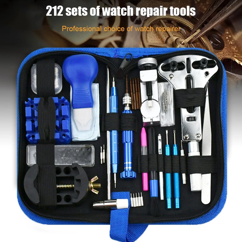 212pcs Watch Opener Repair Tool Kit Clock Pry Knife Screwdriver Pin Hammer Set Watchmaker Band Link Clockmaker Accessory 212pcs Watch Opener Repair Tool Kit Clock Pry Knife Screwdriver Pin Hammer Set Watchmaker Band Link Clockmaker Accessory
