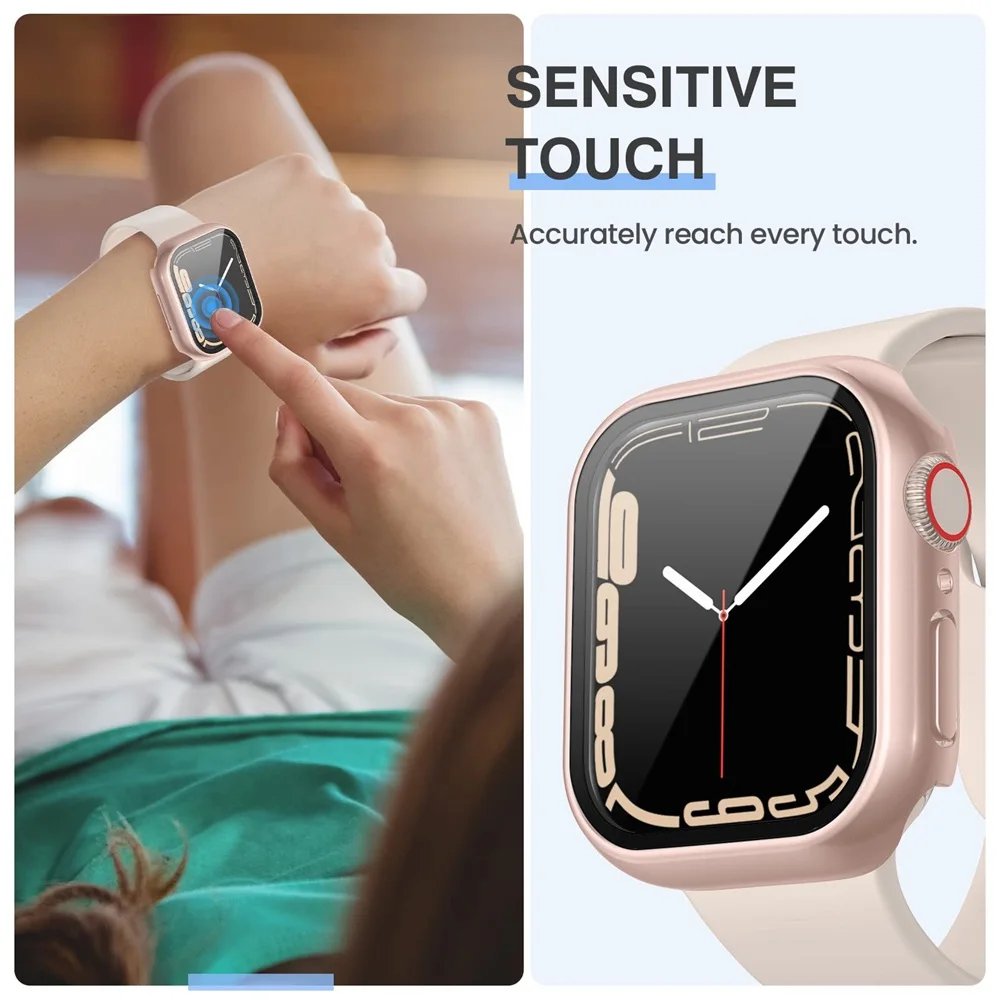 Tempered Glass+cover For Apple Watch series 4 5 6 SE 7 8 45mm 41mm 42mm Accessories Screen Protector Apple watch Case 44mm 40mm