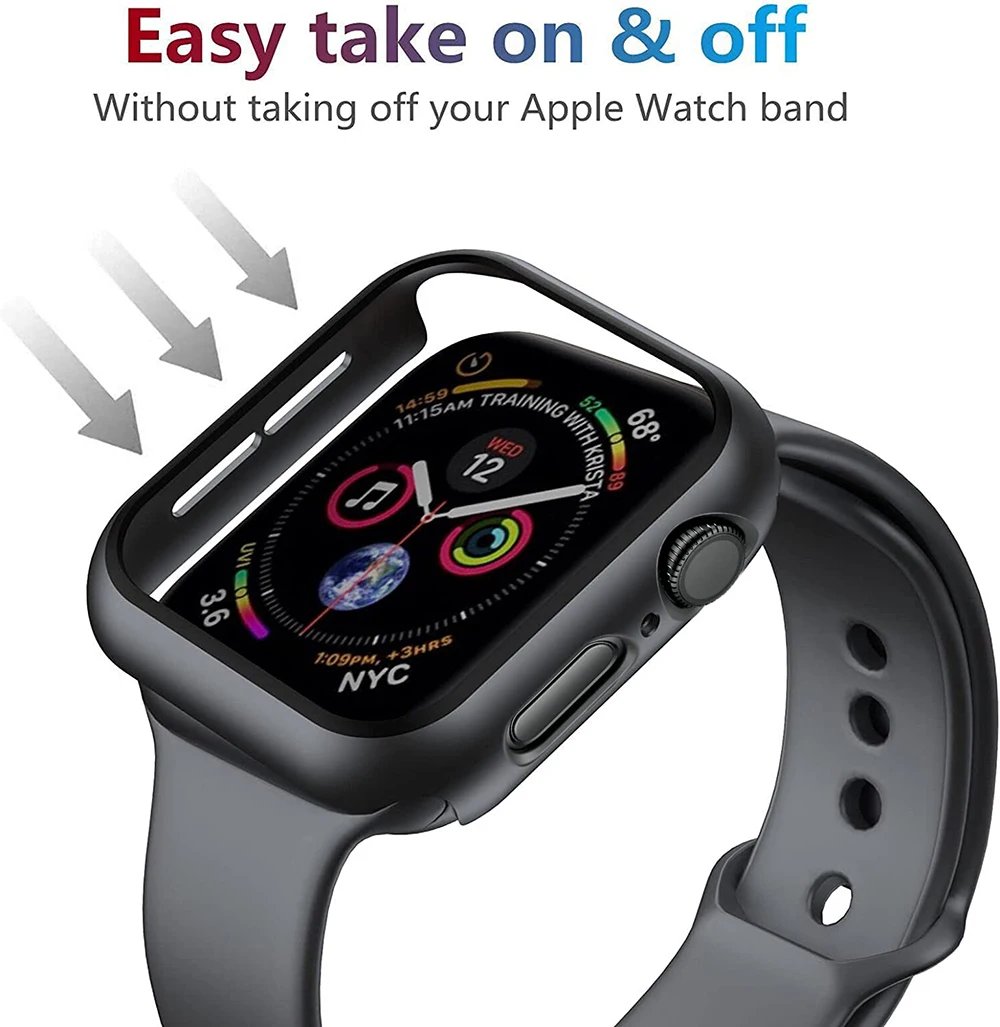 Tempered Glass+cover For Apple Watch series 4 5 6 SE 7 8 45mm 41mm 42mm Accessories Screen Protector Apple watch Case 44mm 40mm