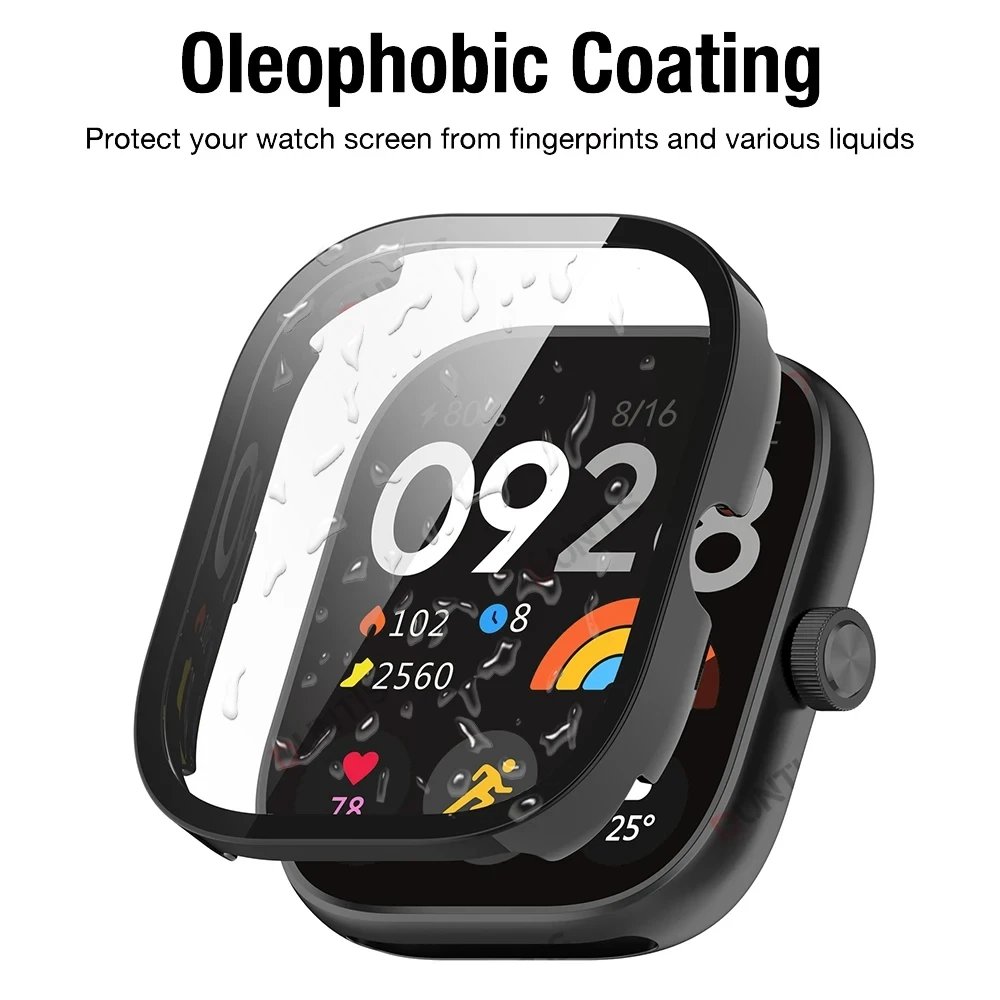 PC Case+Glass for Xiaomi Redmi Watch 4 3 Tempered Glass Anti-scratch Film Bumper Protective Cover for Redmi Watch 3 Active/3Lite