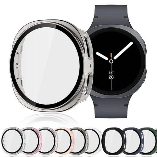 Tempered Glass+PC Cover for Samsung Galaxy Watch 8 44mm 40mm All Coverage Protective Bumper Case for Galaxy Watch 8 Accessories