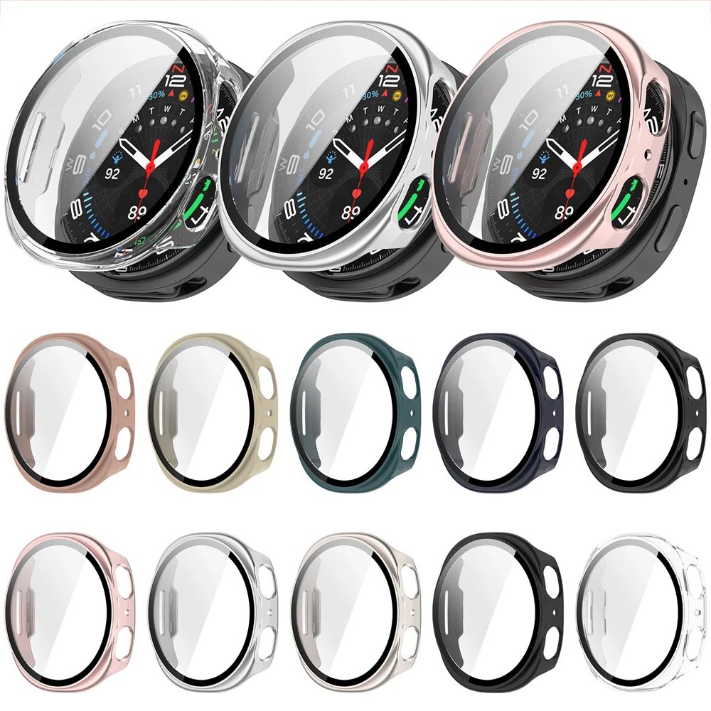 Tempered Glass+PC Cover for Samsung Galaxy Watch 8 44mm 40mm All Coverage Protective Bumper Case for Galaxy Watch 8 Accessories