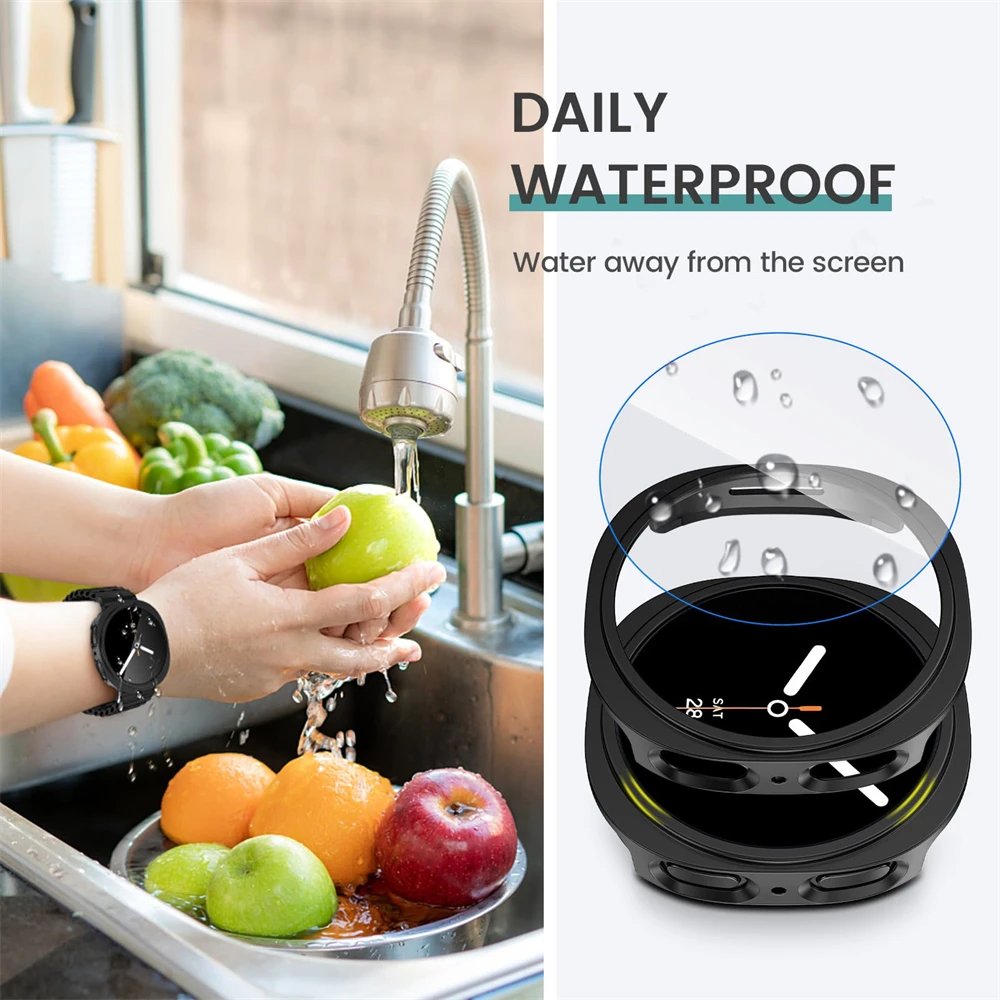 Tempered Glass+PC Cover for Samsung Galaxy Watch 8 44mm 40mm All Coverage Protective Bumper Case for Galaxy Watch 8 Accessories