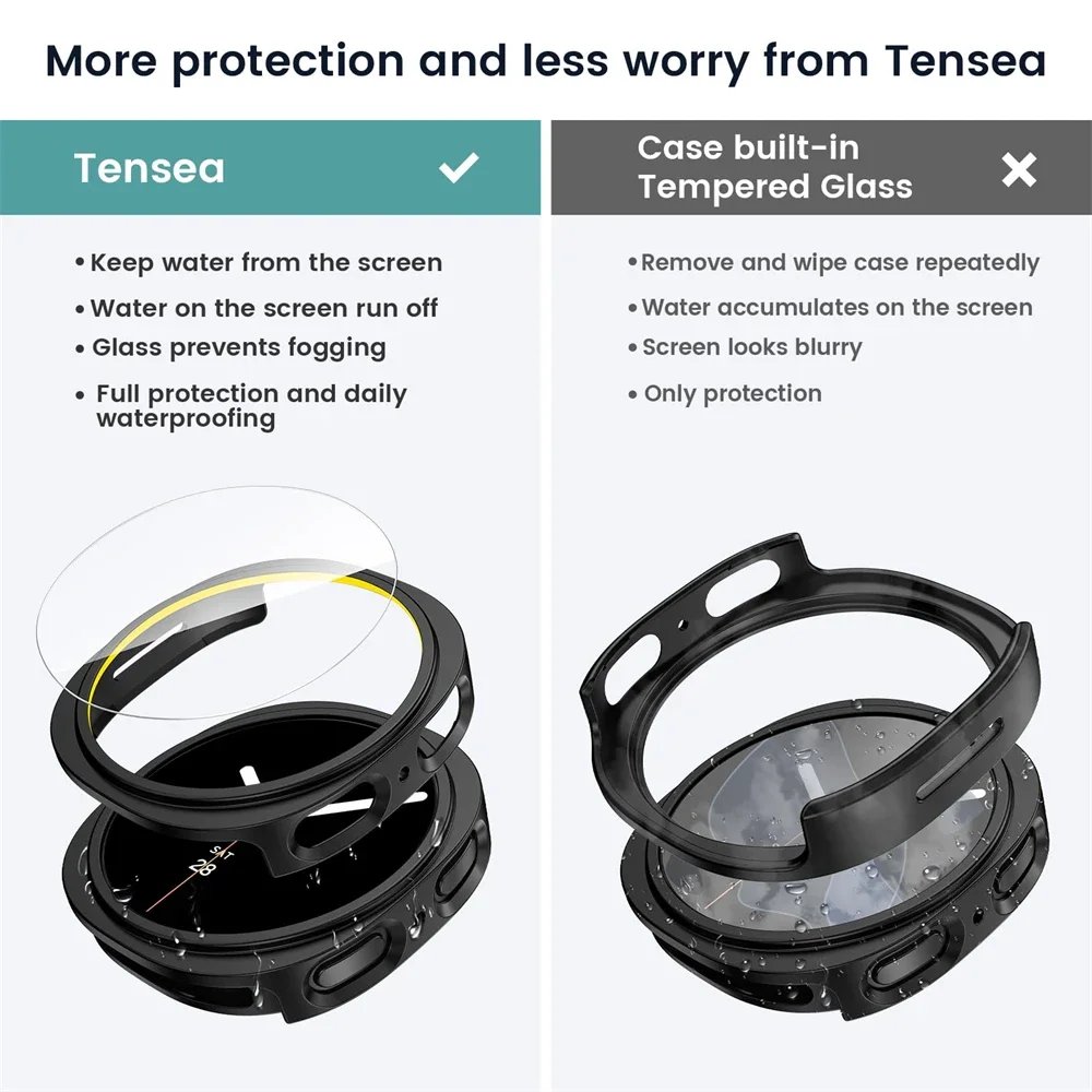 Tempered Glass+PC Cover for Samsung Galaxy Watch 8 44mm 40mm All Coverage Protective Bumper Case for Galaxy Watch 8 Accessories