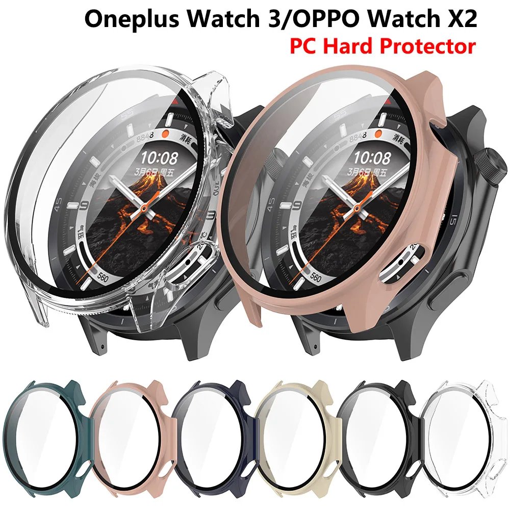 Tempered Glass+PC Cover For Oppo Watch X2 Case Soft TPU All-Around Screen Protector Watch Cases For Oneplus Watch 3 Accessories