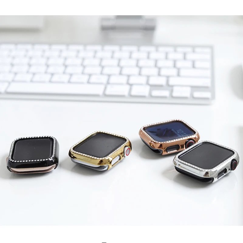 Diamond Cover for Apple Watch 10 9 8 Case 46mm 42mm 45mm 41mm 44/40mm Bling Protector iWatch series 7 se 6 5 Bumper Accessories