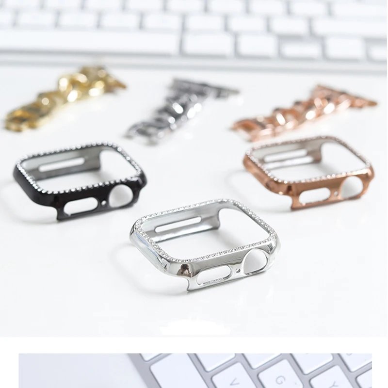 Diamond Cover for Apple Watch 10 9 8 Case 46mm 42mm 45mm 41mm 44/40mm Bling Protector iWatch series 7 se 6 5 Bumper Accessories