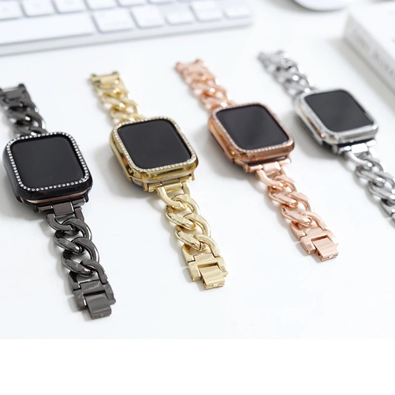 Diamond Cover for Apple Watch 10 9 8 Case 46mm 42mm 45mm 41mm 44/40mm Bling Protector iWatch series 7 se 6 5 Bumper Accessories