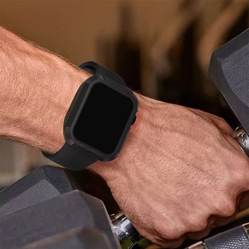 Rugged Cover for Apple Watch Case 44mm 40mm 45mm 41mm 42mm 38mm TPU Screen Protector Case iWatch series 9 7 8 se 6 5 Accessories