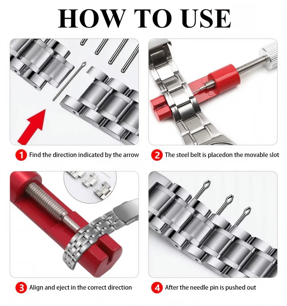 Metal Watch Repair Tool, Watch Bracelet Adjustment Tool with Watch Pin, Bracelet Link Pin Tool, Solvent Easy to Remove, Adjustme