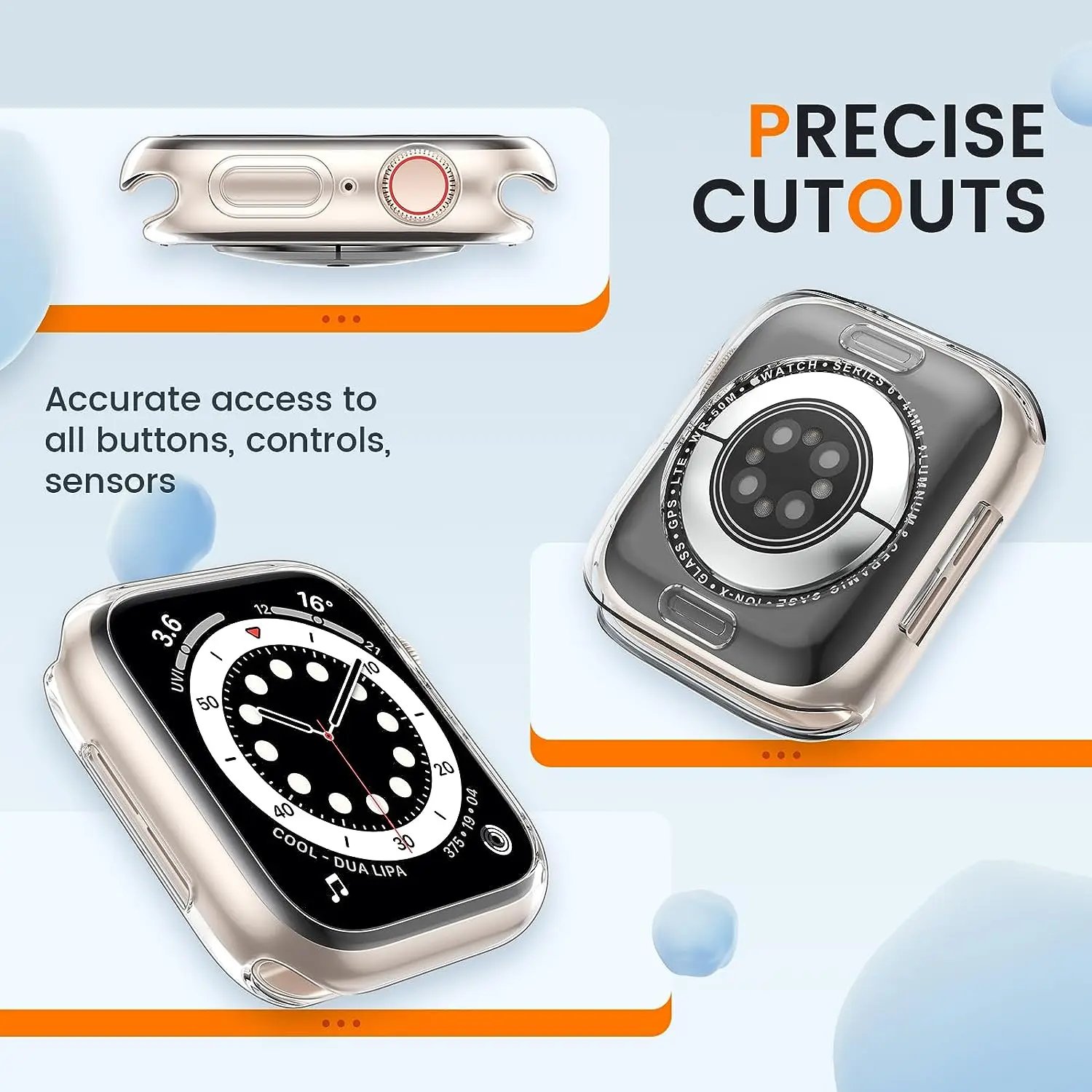 Case For Apple Watch 44mm 45mm 41mm 40mm No Screen Protector Full TPU bumper Cover iwatch series 9 8 7 SE 6 5 4 Accessories