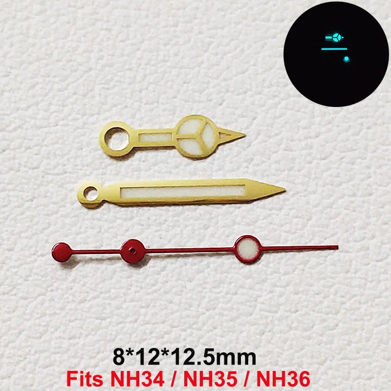 Watch Hands For NH34 NH35 NH36 Automatic Mechanical Movement Super BGW9 Blue Luminous 8*12*12.5mm GMT Watches Accessories Parts Watch Hands For NH34 NH35 NH36 Automatic Mechanical Movement Super BGW9 Blue Luminous 8*12*12.5mm GMT Watches Accessories Parts
