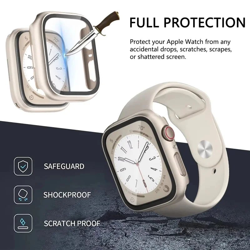Glass+Cover For Apple Watch case 46mm 42-44mm 40mm 45mm 41mm bumper Screen Protector iwatch series 10 9 8 7 6 5 4 SE Accessories - Image 4