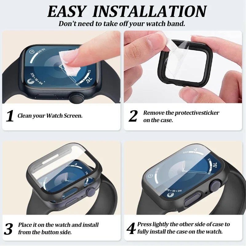 Glass+Cover For Apple Watch case 46mm 42-44mm 40mm 45mm 41mm bumper Screen Protector iwatch series 10 9 8 7 6 5 4 SE Accessories - Image 5