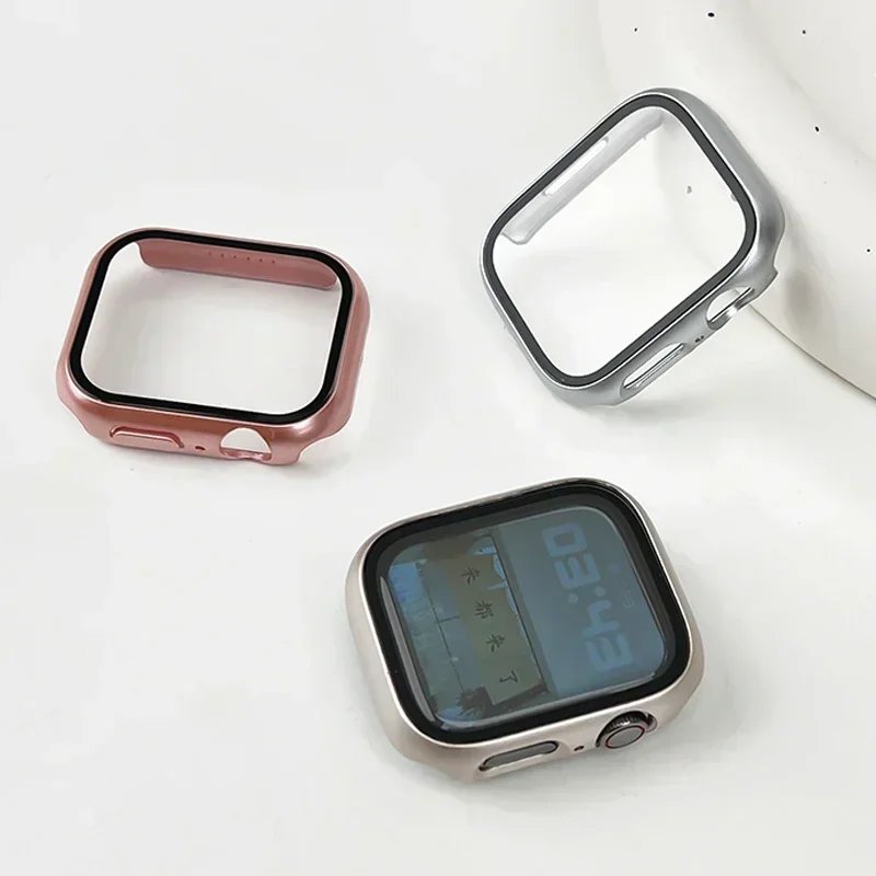 Glass+Cover For Apple Watch case 46mm 42-44mm 40mm 45mm 41mm bumper Screen Protector iwatch series 10 9 8 7 6 5 4 SE Accessories