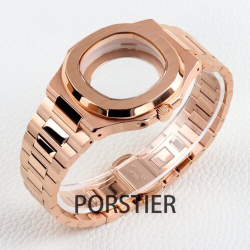 40mm Rose Gold NH35 Case for Nautilus Watch Case Sapphire Glass fit NH35 NH36 NH38 movement 29.8mm dial 316L Stainless steel