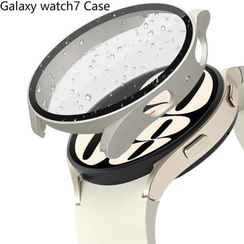 Matte Hard PC Case with Tempered Glass Screen Protector for Samsung Galaxy Watch 7 6 5 4 40mm 44mm Full Protective Cover Bumper