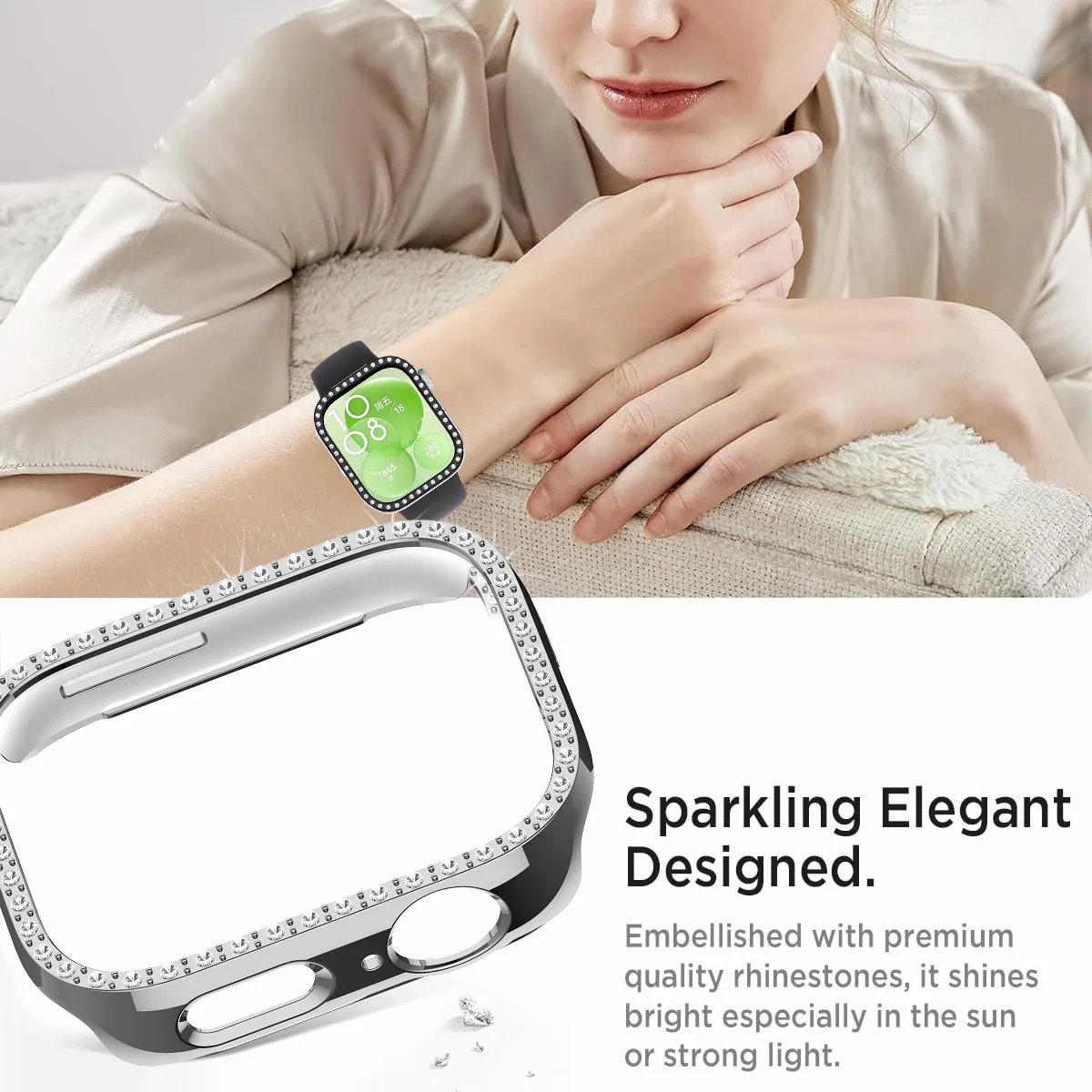 New PC Diamond Protective Case Shell Smart Watch Diamond Bumper Accessories Anti-Scratch Screen Protector for Huawei Watch Fit 3 - Image 3