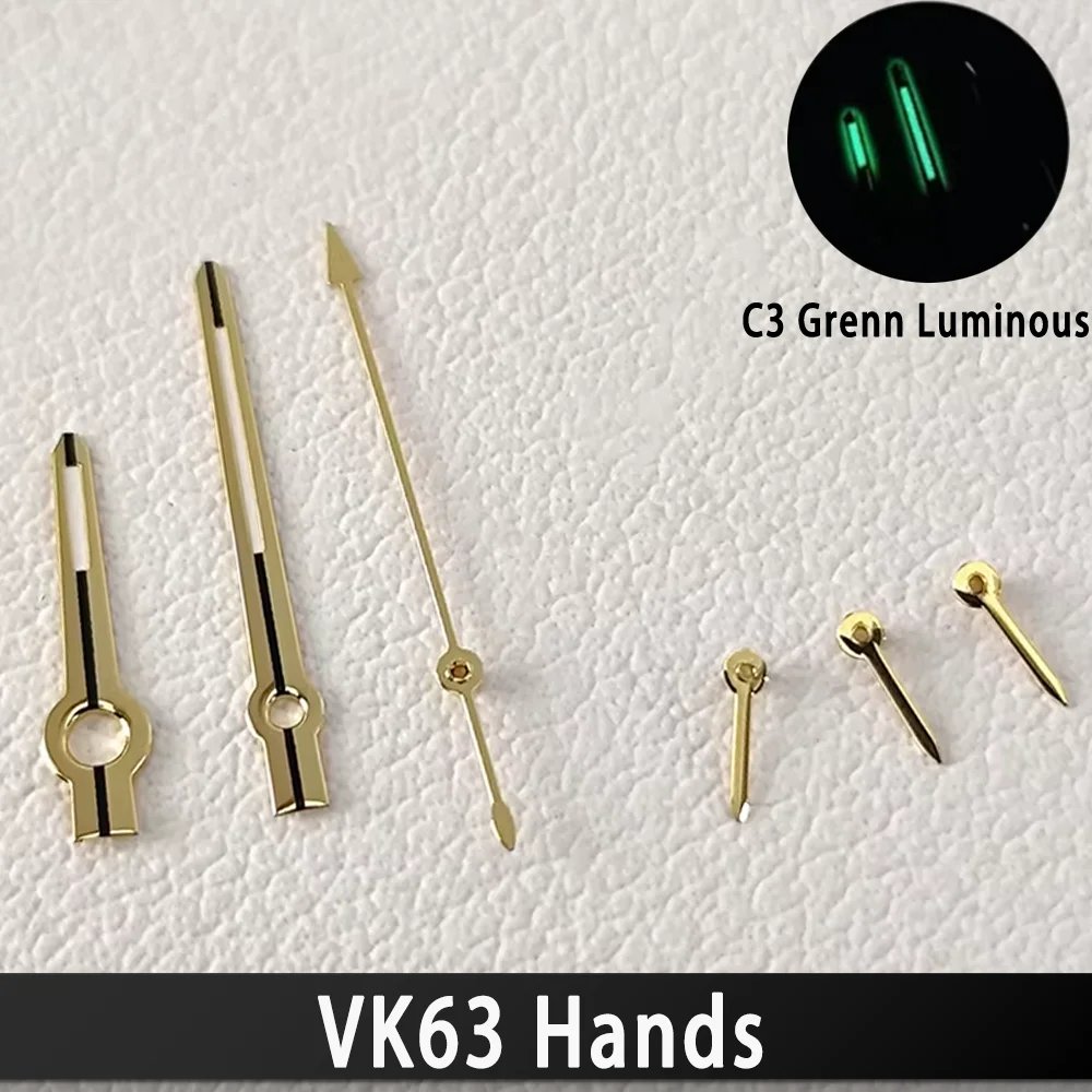 For VK63 Hands C3 Green Luminous Watch Accessories Hands Suitable for VK 63 Quartz Movement Men‘s Watches Parts For Wristwatche For VK63 Hands C3 Green Luminous Watch Accessories Hands Suitable for VK 63 Quartz Movement Men‘s Watches Parts For Wristwatche