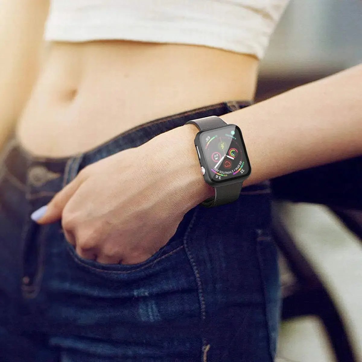 Glass+Cover For Apple Watch case 46mm 44mm 40mm 45mm 41mm 42mm 38mm Screen Protector iwatch series 10 9 8 7 6 5 3 SE Accessories