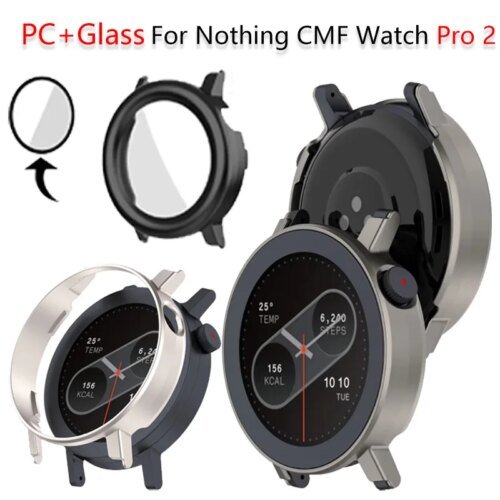 Tempered Glass+PC Case For Nothing CMF Watch Pro 2 Screen Protector All-around Protective Frame CMF Watch Pro2 Accessories Shell