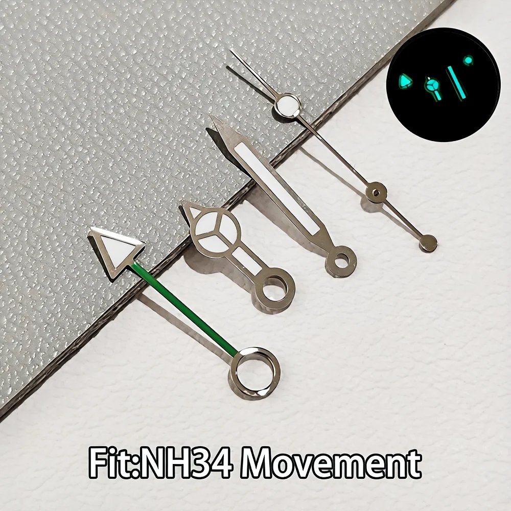 For NH34 GMT Hands Watch Hand Parts Blue&green BGW9 Luminous Suitable For NH35 Automatic Movement Watches Pointer Accessories - Image 3