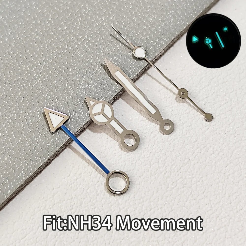 For NH34 GMT Hands Watch Hand Parts Blue&green BGW9 Luminous Suitable For NH35 Automatic Movement Watches Pointer Accessories - Image 2