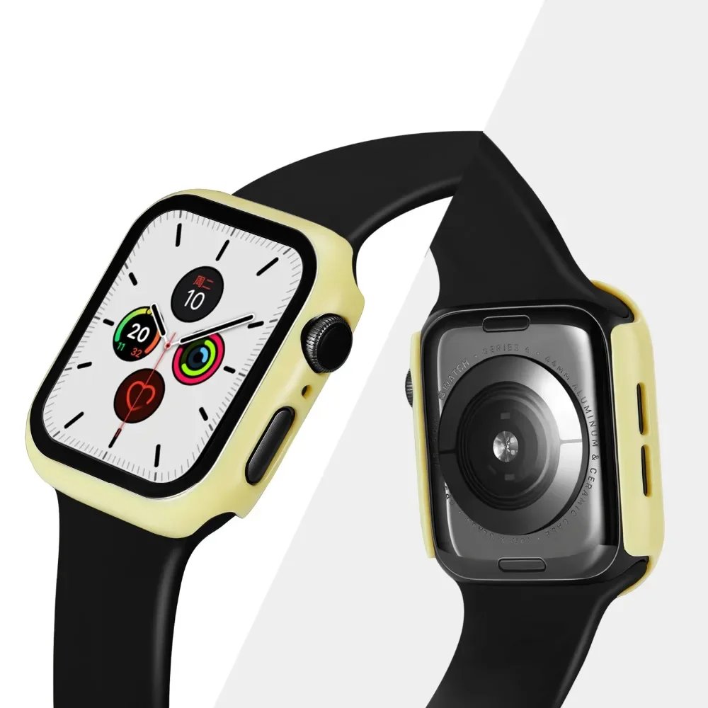 Tempered Glass+Cover For Apple watch Case 45mm 41mm 44mm 40mm 42mm Screen Protector Apple Watch Accessories serie 9 4 5 6 SE 7 8
