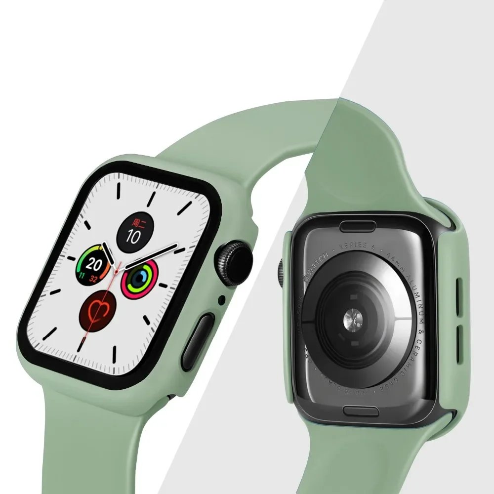 Tempered Glass+Cover For Apple watch Case 45mm 41mm 44mm 40mm 42mm Screen Protector Apple Watch Accessories serie 9 4 5 6 SE 7 8