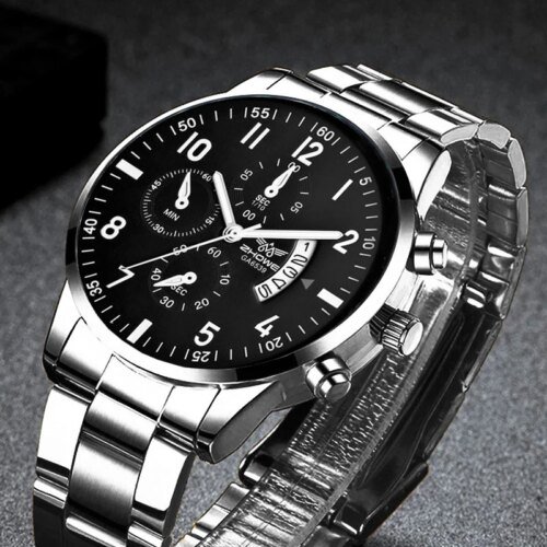 1PC Men's Luxury Watch Fashion Business Calendar Men's Steel Belt Watch Men's Christmas Valentine's Day Gift
