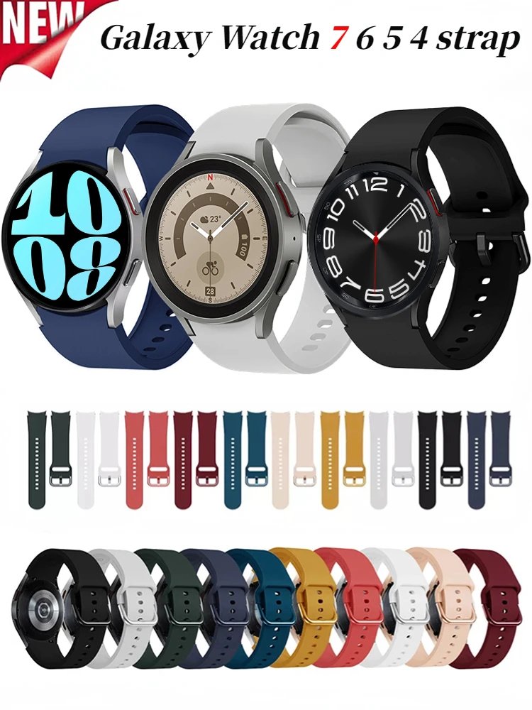 20mm Silicone Strap For Samsung Galaxy Watch 7/6/5/4 40mm 44mm Bracelet Wristband Galaxy Watch Pro/4/6 Classic 47mm 46mm Correa