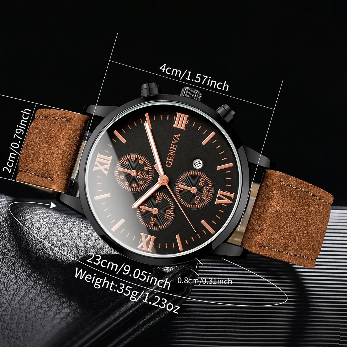 1/2PCs Men's Casual Calendar Watch Fashionable Men's Temperament Leather Quartz Watch Unisex Watch Set(Box Not Included) 1/2PCs Men's Casual Calendar Watch Fashionable Men's Temperament Leather Quartz Watch Unisex Watch Set(Box Not Included)