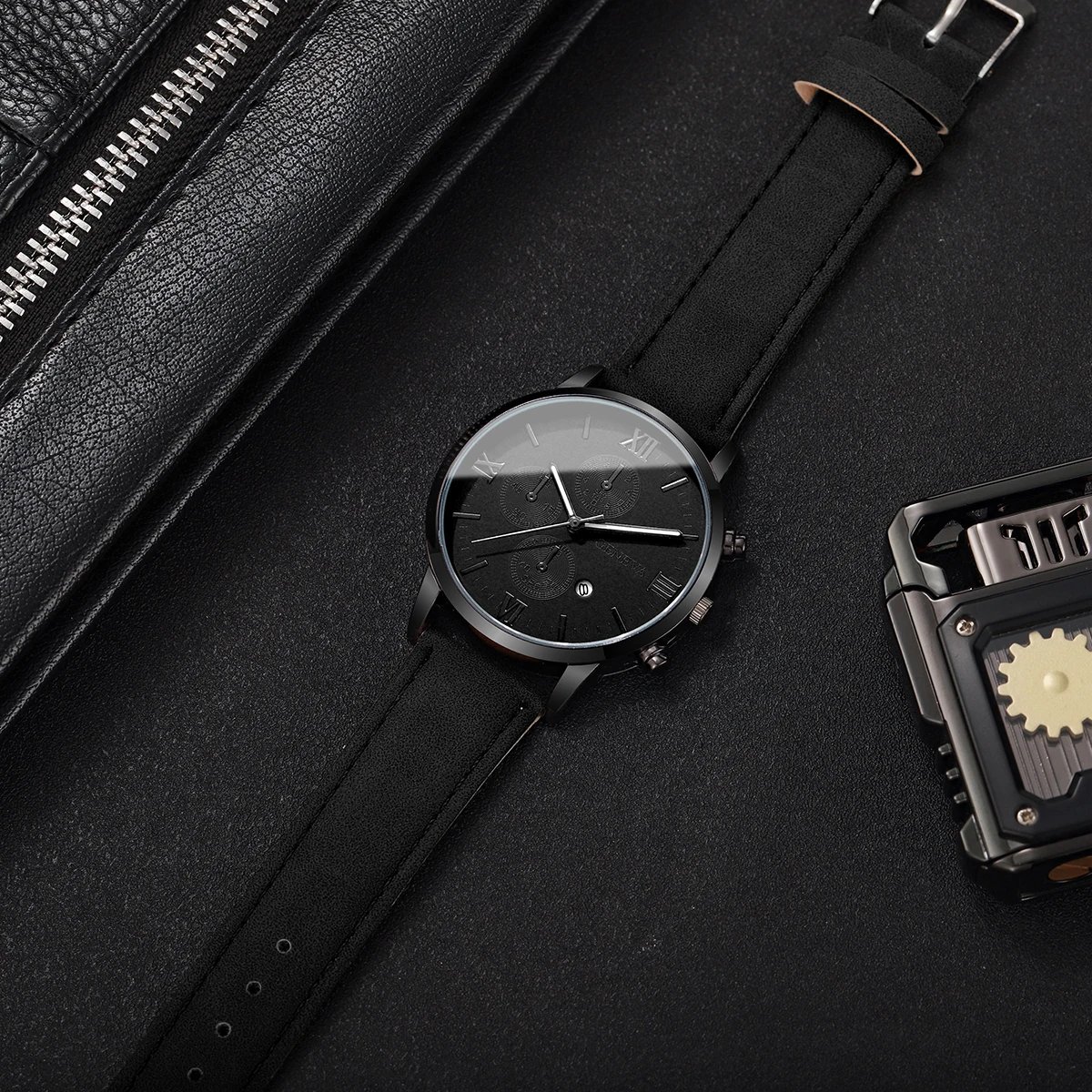 1/2PCs Men's Casual Calendar Watch Fashionable Men's Temperament Leather Quartz Watch Unisex Watch Set(Box Not Included) 1/2PCs Men's Casual Calendar Watch Fashionable Men's Temperament Leather Quartz Watch Unisex Watch Set(Box Not Included)