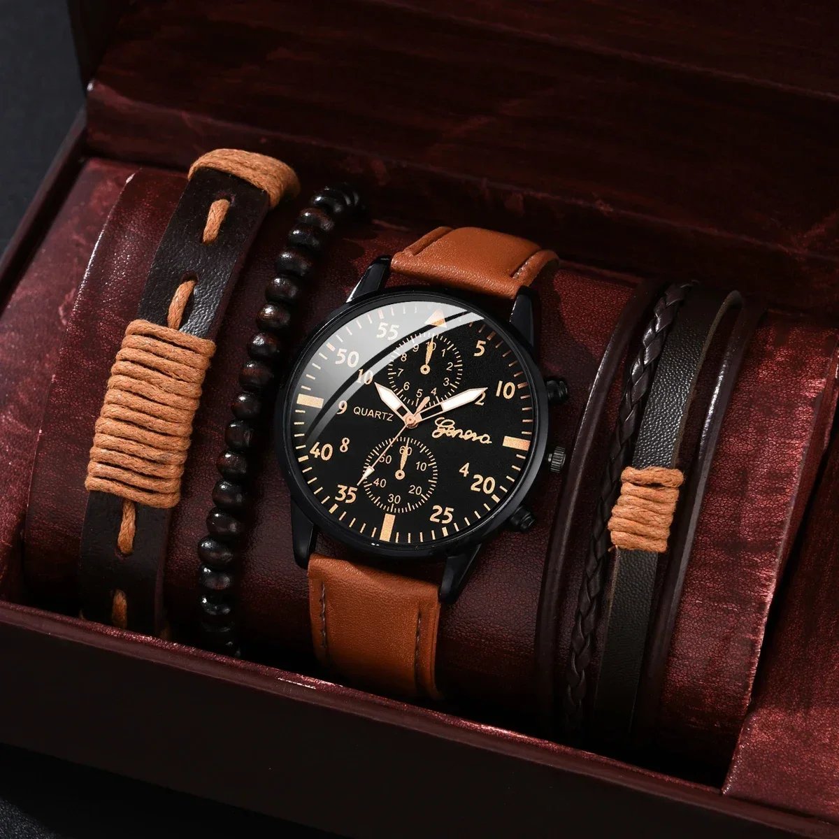 4/2/1pcs Men Sports Watches Set Man Business Quartz Wristwatch Luxury Brown Leather Bracelet Men Casual Clock Watch(no Box) 4/2/1pcs Men Sports Watches Set Man Business Quartz Wristwatch Luxury Brown Leather Bracelet Men Casual Clock Watch(no Box)