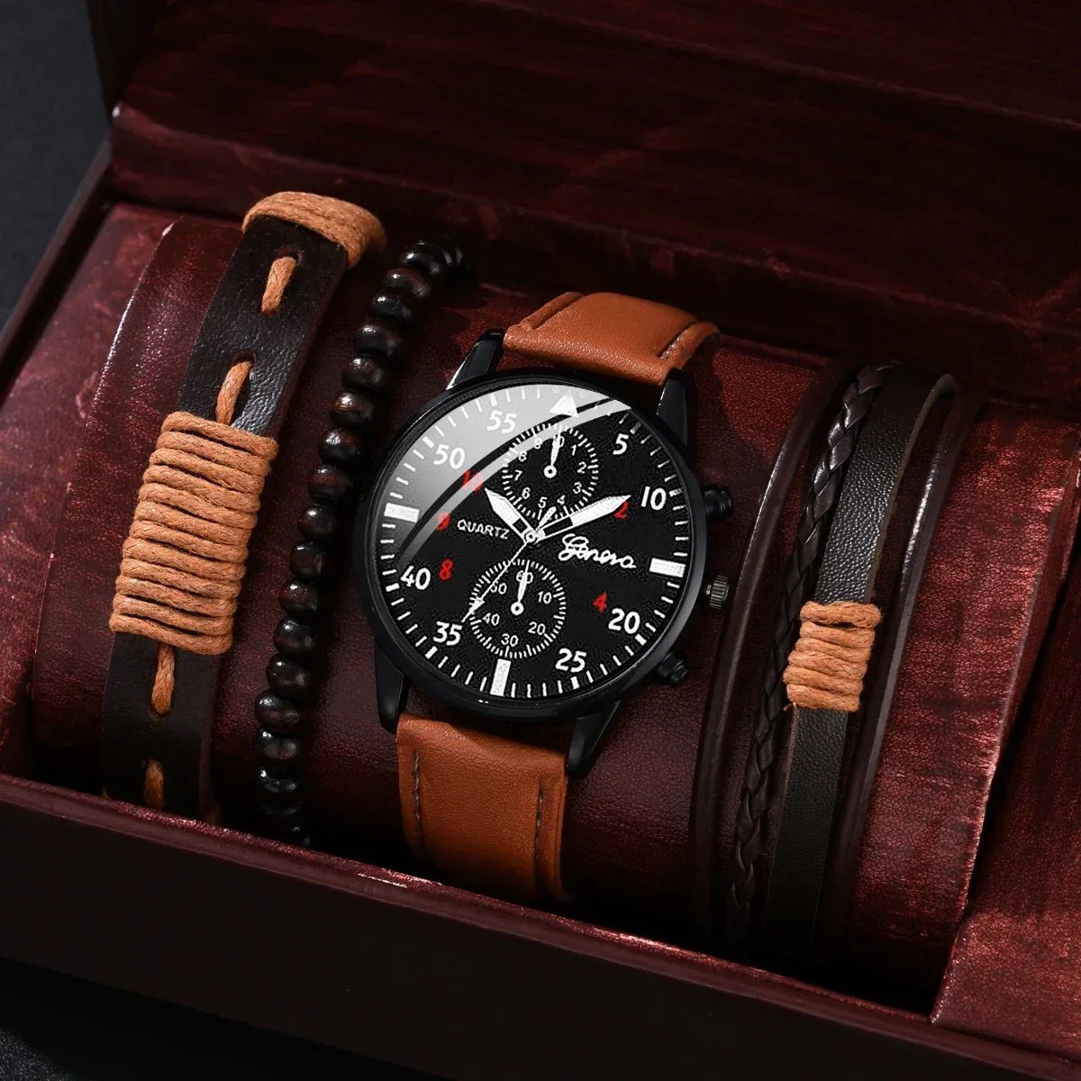 4/2/1pcs Men Sports Watches Set Man Business Quartz Wristwatch Luxury Brown Leather Bracelet Men Casual Clock Watch(no Box) 4/2/1pcs Men Sports Watches Set Man Business Quartz Wristwatch Luxury Brown Leather Bracelet Men Casual Clock Watch(no Box)