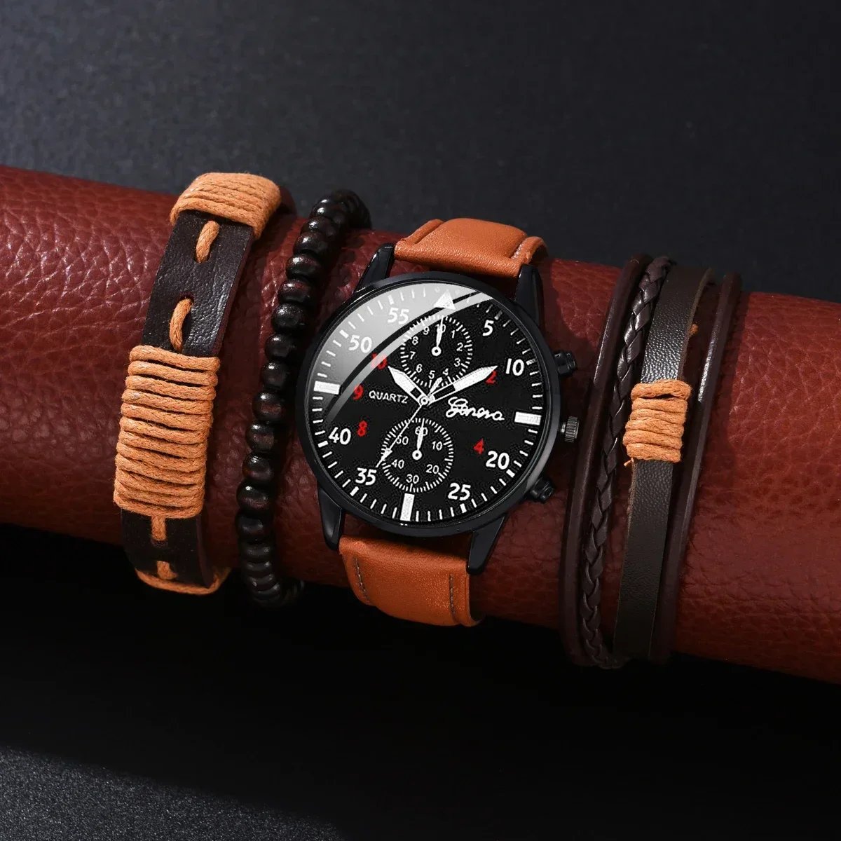 4/2/1pcs Men Sports Watches Set Man Business Quartz Wristwatch Luxury Brown Leather Bracelet Men Casual Clock Watch(no Box) 4/2/1pcs Men Sports Watches Set Man Business Quartz Wristwatch Luxury Brown Leather Bracelet Men Casual Clock Watch(no Box)