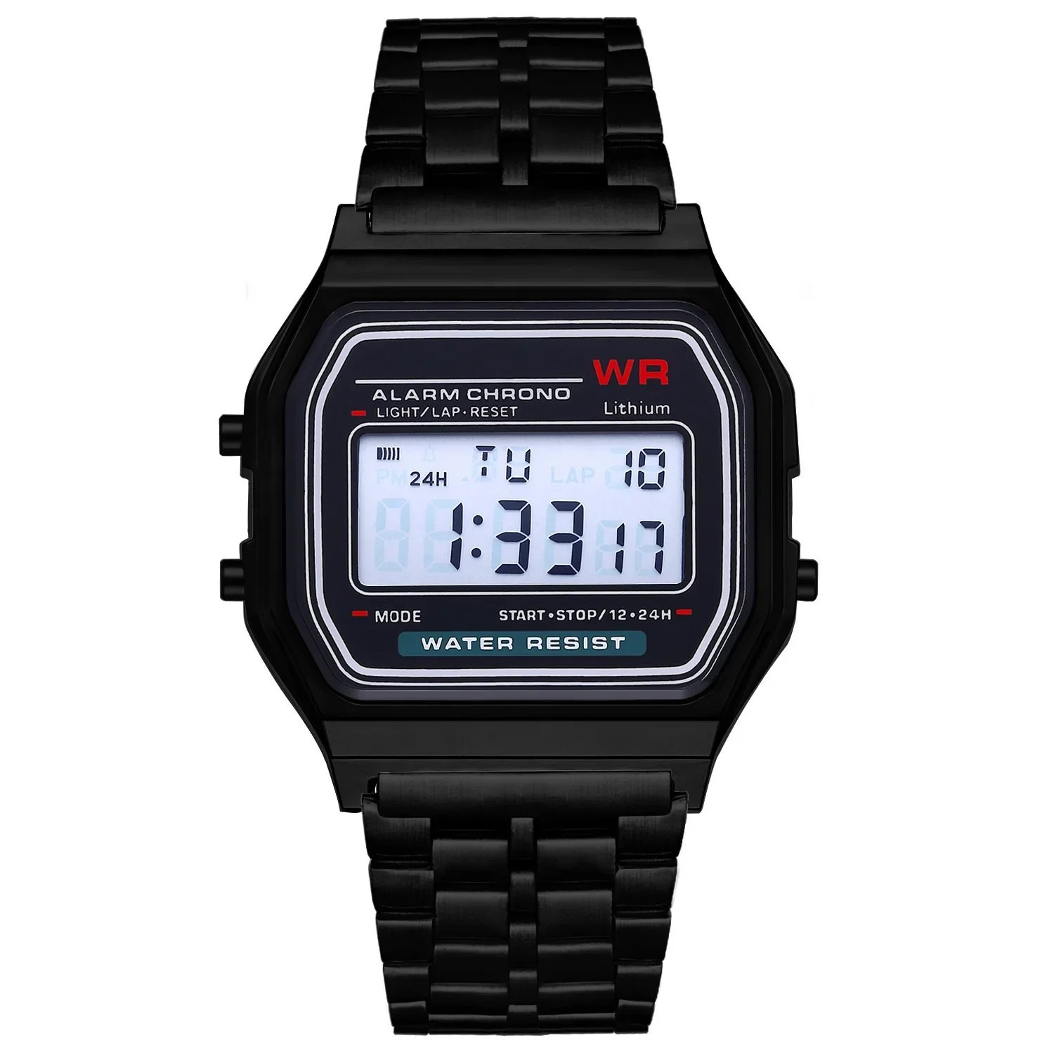 Fashion Mens Watch Digital Led Luxury Stainless Steel Square Wristwatch Electronic Watches for Men Female Clock Reloj Hombre