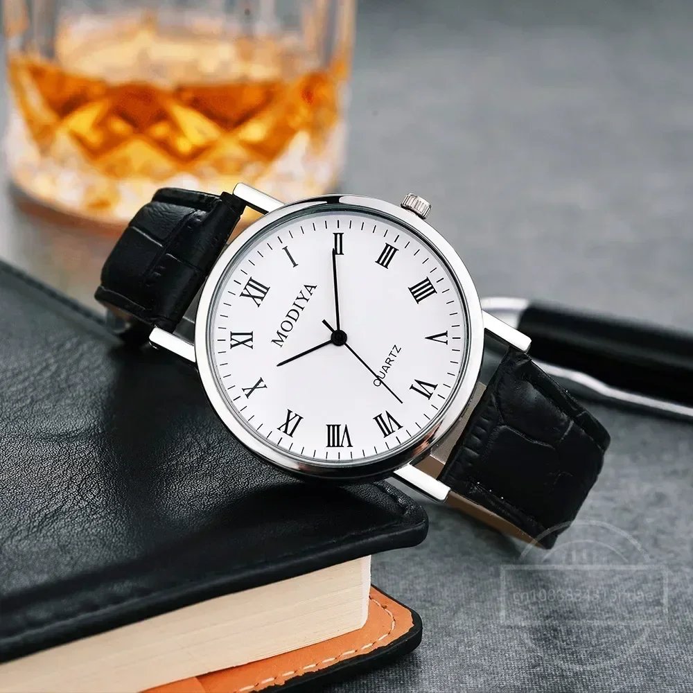 Men Watches Business Wrist Watch Luxury Leather Strap Analog Watches Quartz Wristwatches Clock Men Women Casual Simple Watch - Image 2