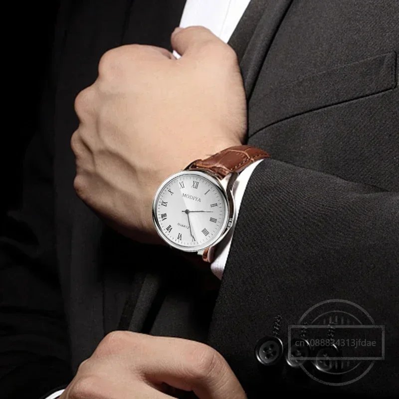 Men Watches Business Wrist Watch Luxury Leather Strap Analog Watches Quartz Wristwatches Clock Men Women Casual Simple Watch - Image 3